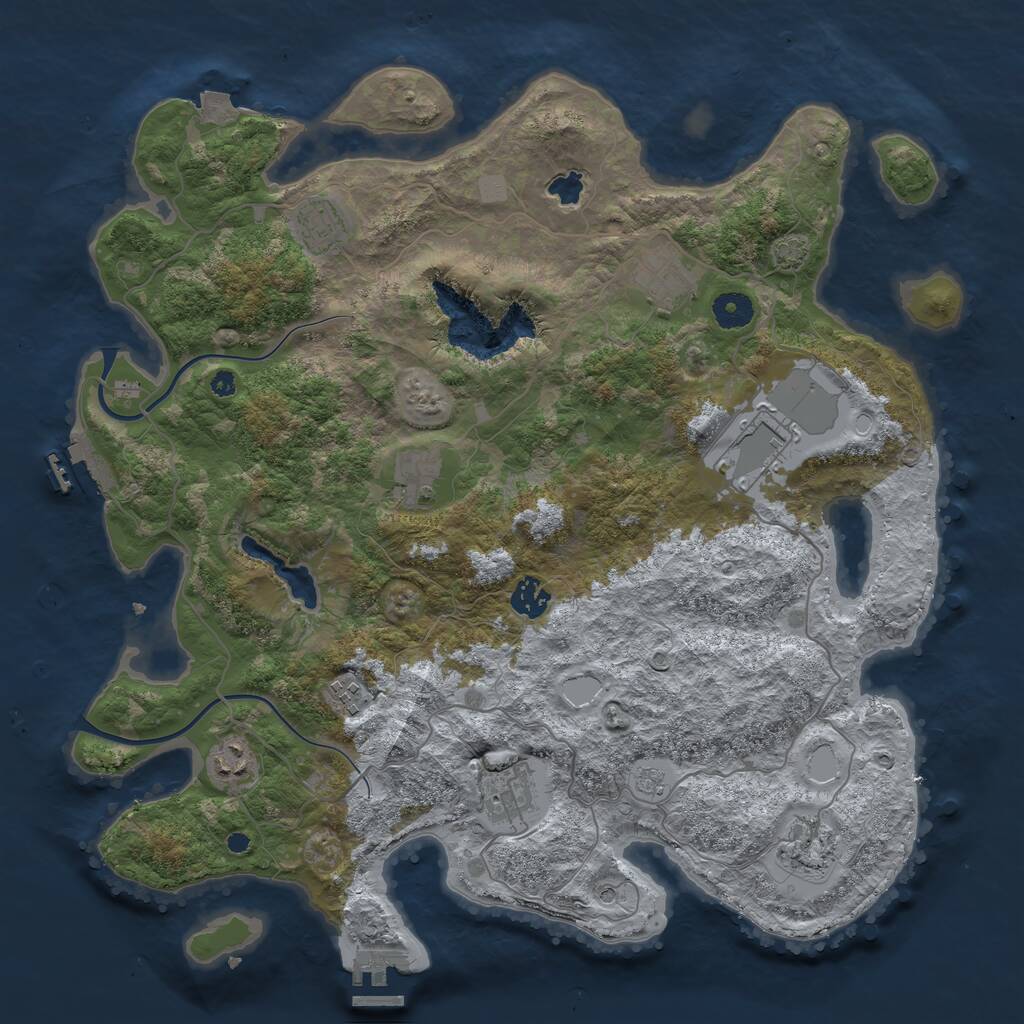 Rust Map: Procedural Map, Size: 4000, Seed: 141414, 15 Monuments