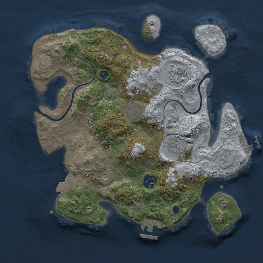 Rust Map: Procedural Map, Size: 3000, Seed: 1268341759, 10 Monuments