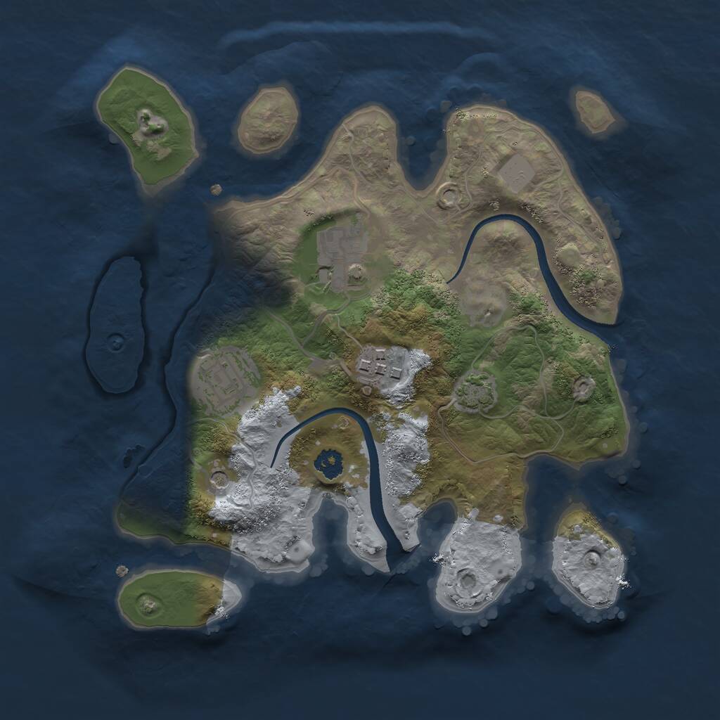 Rust Map: Procedural Map, Size: 2500, Seed: 752807285, 6 Monuments