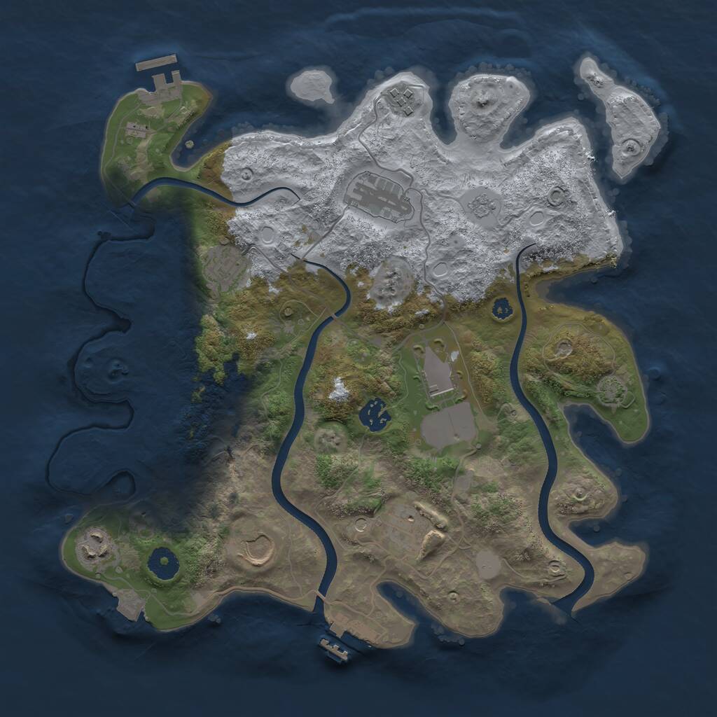 Rust Map: Procedural Map, Size: 3500, Seed: 469698967, 14 Monuments