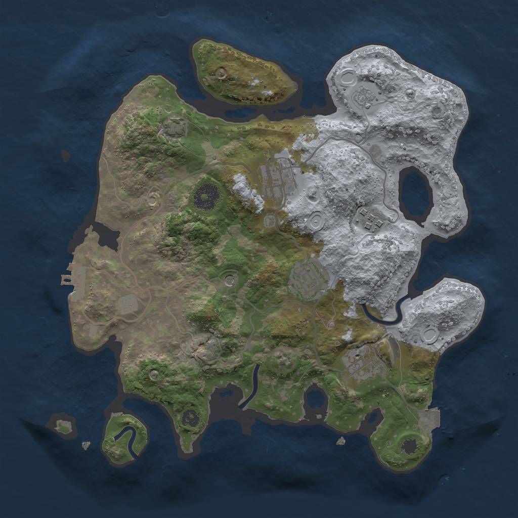 Rust Map: Procedural Map, Size: 3000, Seed: 9152348, 11 Monuments
