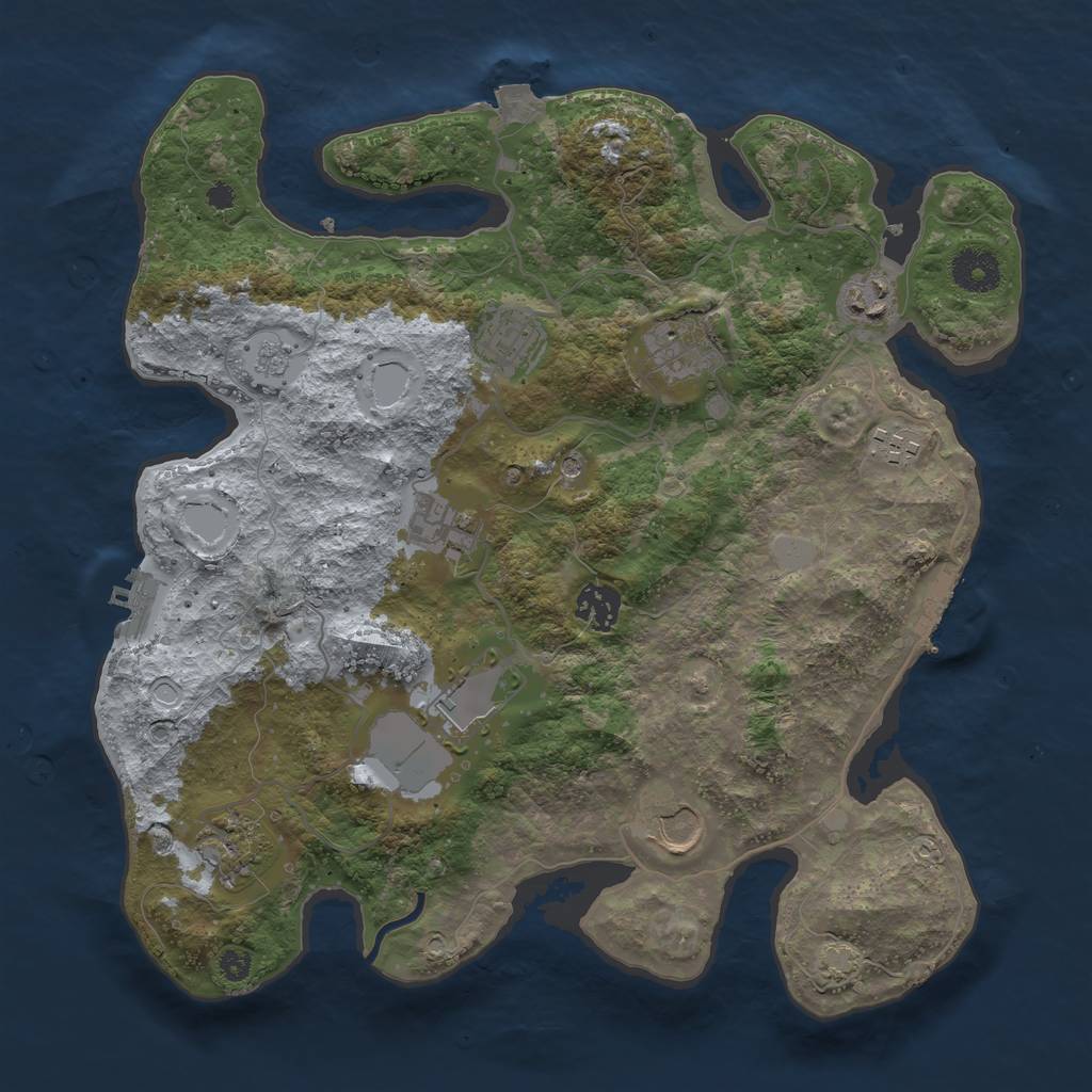 Rust Map: Procedural Map, Size: 3500, Seed: 249692310, 17 Monuments