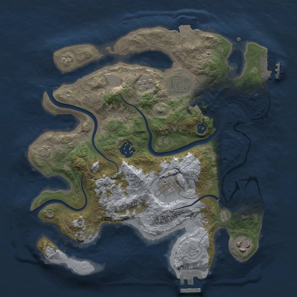 Rust Map: Procedural Map, Size: 3000, Seed: 1927049933, 11 Monuments