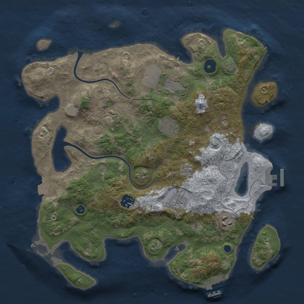 Rust Map: Procedural Map, Size: 3500, Seed: 82877435, 13 Monuments