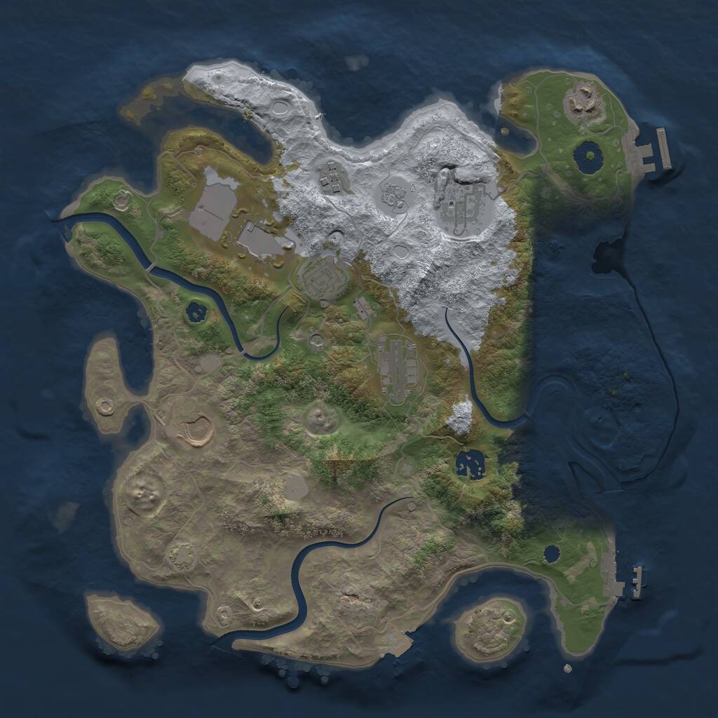 Rust Map: Procedural Map, Size: 3500, Seed: 1662407142, 14 Monuments