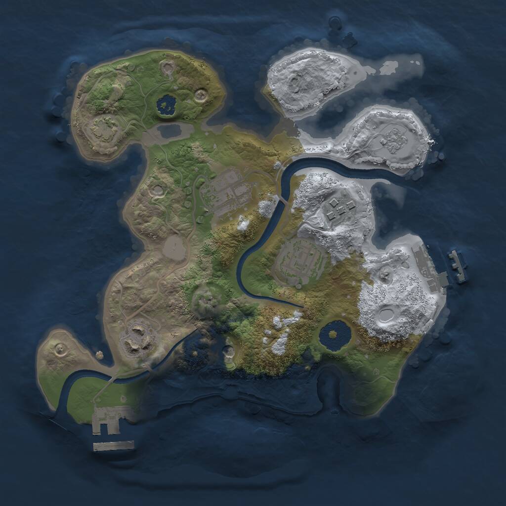 Rust Map: Procedural Map, Size: 2500, Seed: 1410862280, 10 Monuments