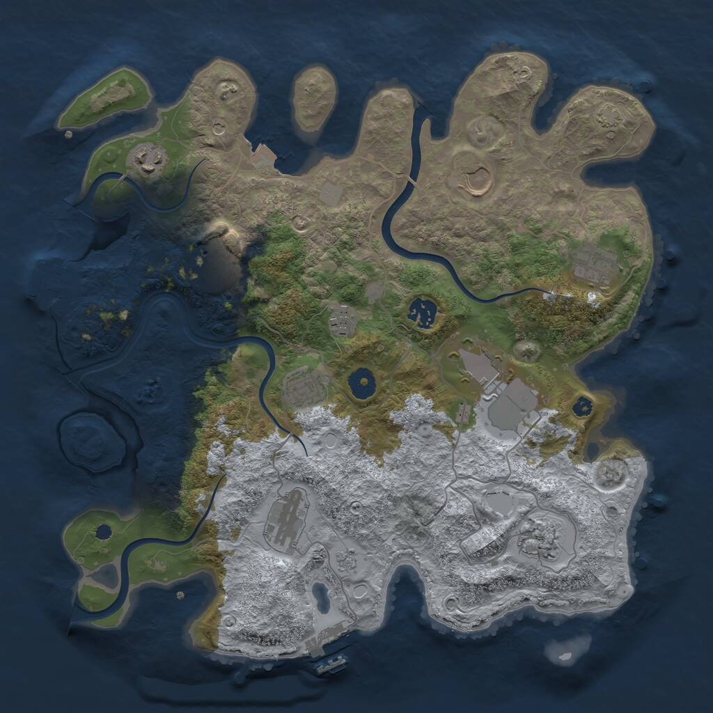 Rust Map: Procedural Map, Size: 3700, Seed: 901972569, 16 Monuments