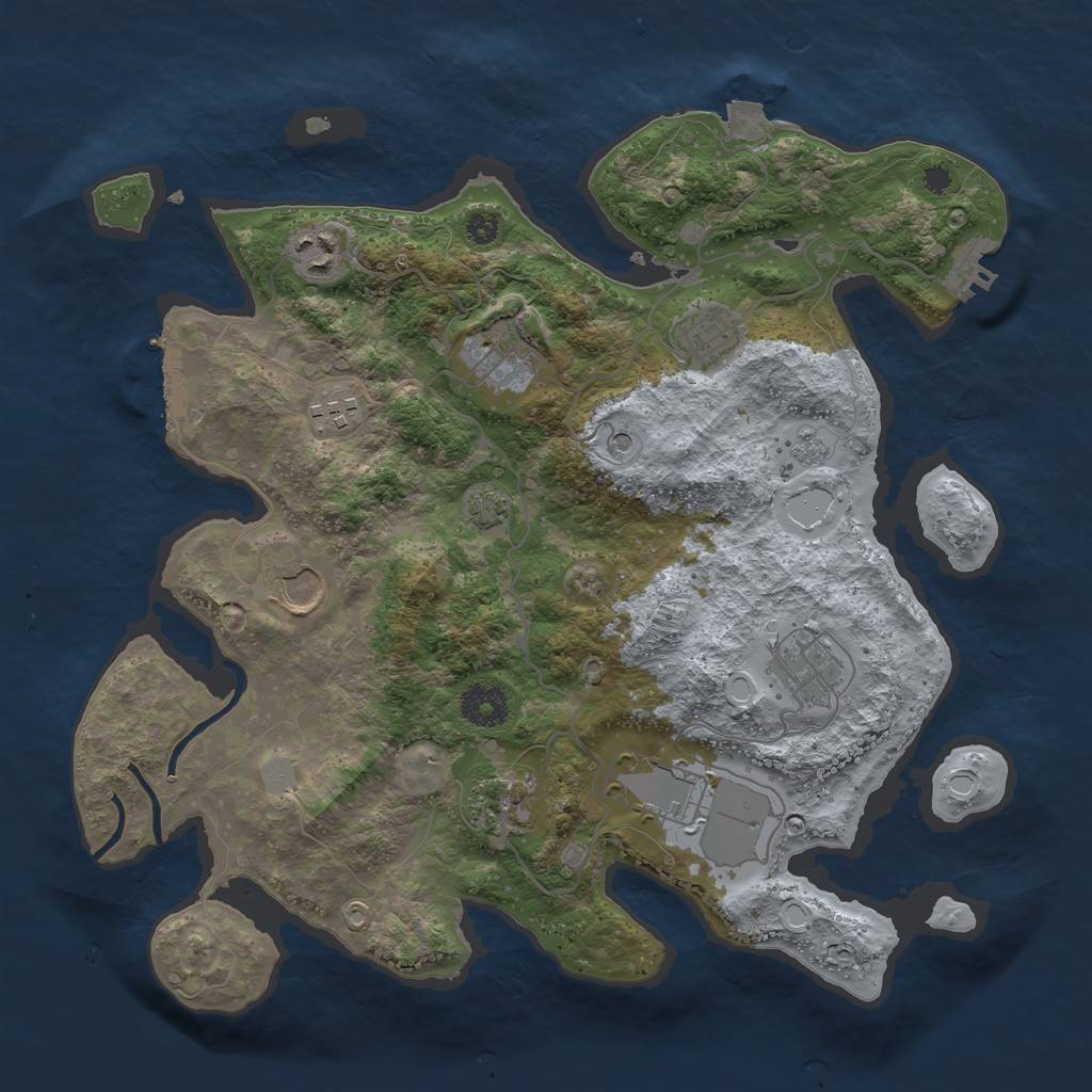 Rust Map: Procedural Map, Size: 3500, Seed: 715693117, 16 Monuments
