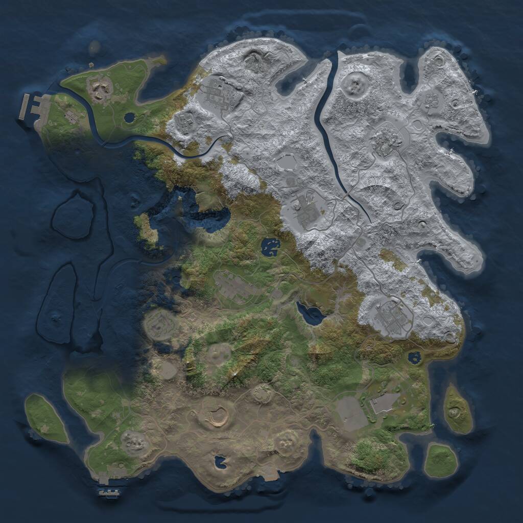 Rust Map: Procedural Map, Size: 4000, Seed: 834811707, 17 Monuments