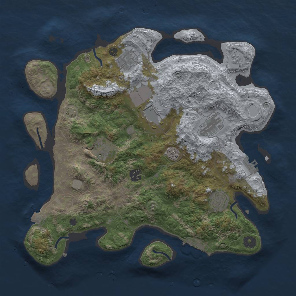 Rust Map: Procedural Map, Size: 3500, Seed: 1524951289, 14 Monuments