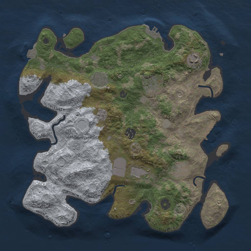 Rust Map: Procedural Map, Size: 3500, Seed: 12477, 15 Monuments