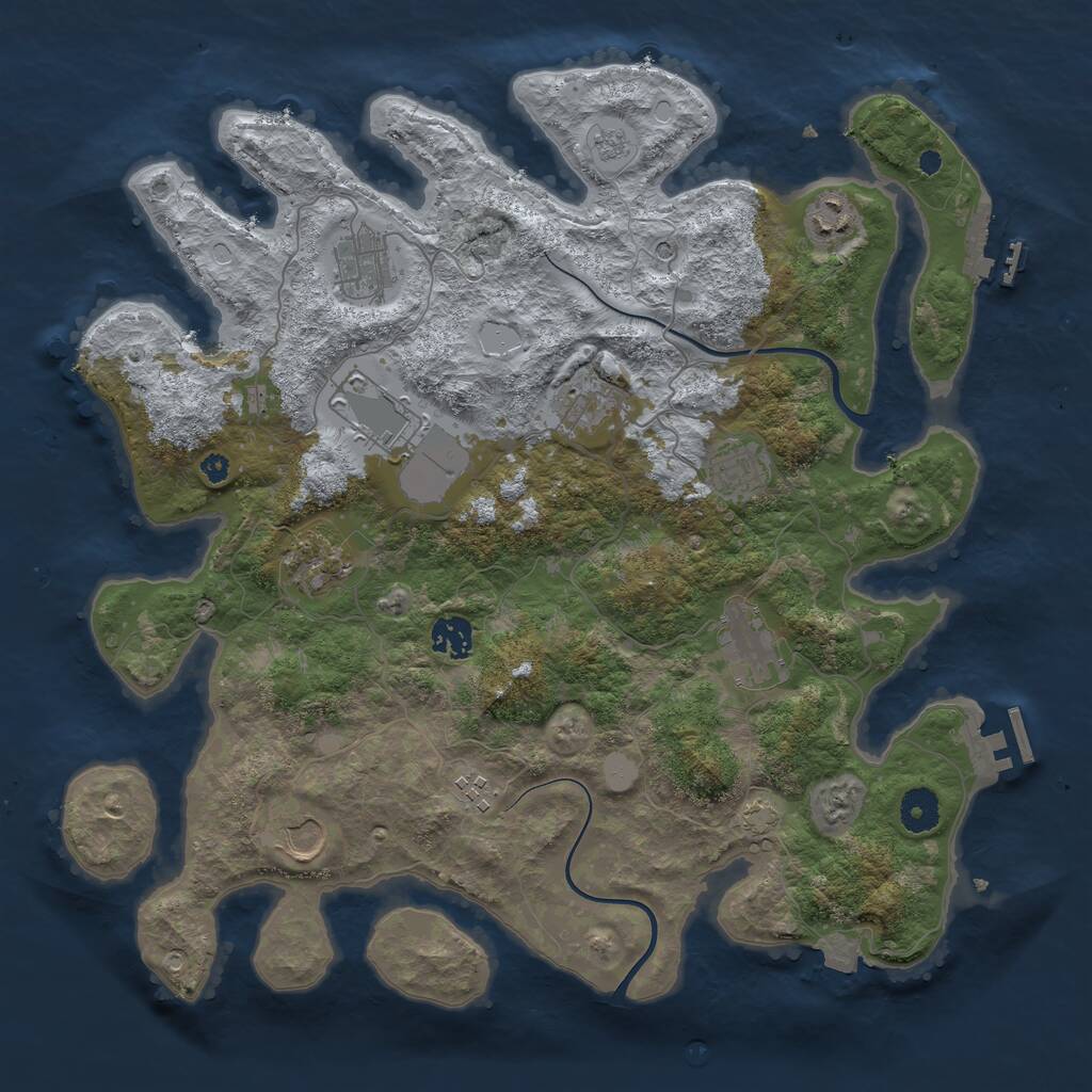 Rust Map: Procedural Map, Size: 3850, Seed: 1421170290, 16 Monuments