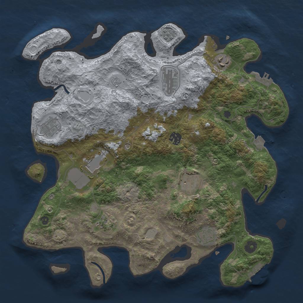Rust Map: Procedural Map, Size: 3700, Seed: 91994, 17 Monuments