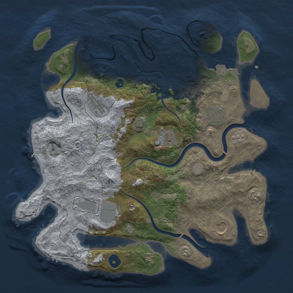 Rust Map: Procedural Map, Size: 3555, Seed: 1696, 10 Monuments