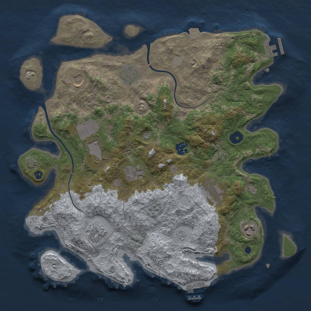 Rust Map: Procedural Map, Size: 3700, Seed: 2098978331, 15 Monuments