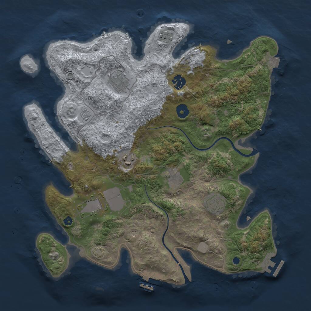 Rust Map: Procedural Map, Size: 3500, Seed: 545906755, 13 Monuments