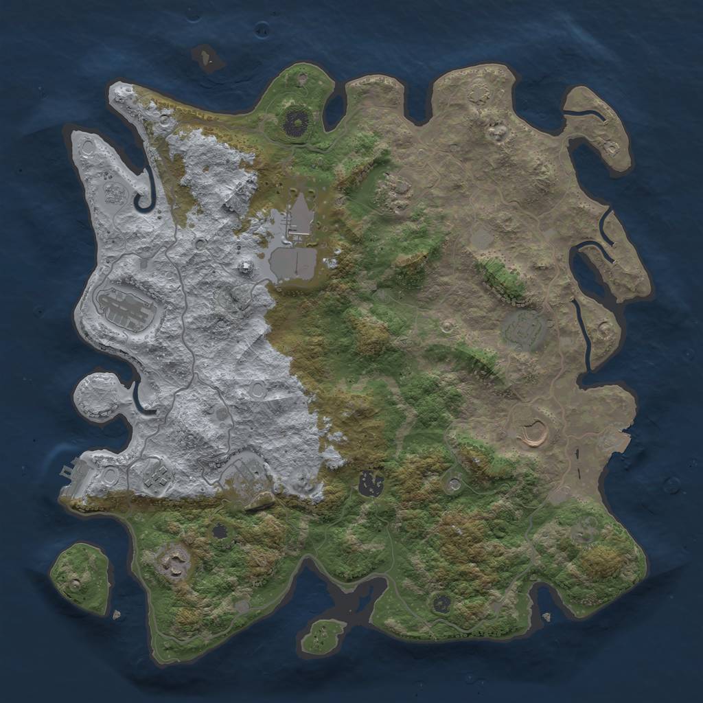 Rust Map: Procedural Map, Size: 4000, Seed: 336027527, 16 Monuments