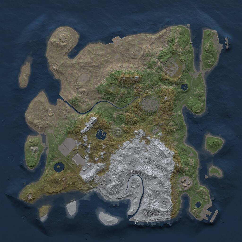 Rust Map: Procedural Map, Size: 3500, Seed: 616819236, 12 Monuments