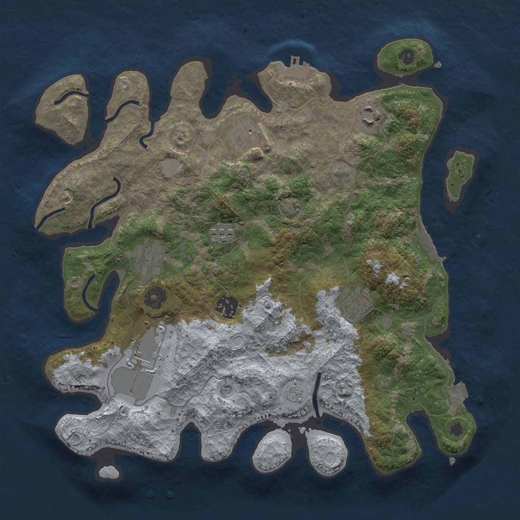Rust Map: Procedural Map, Size: 3500, Seed: 168498766, 15 Monuments