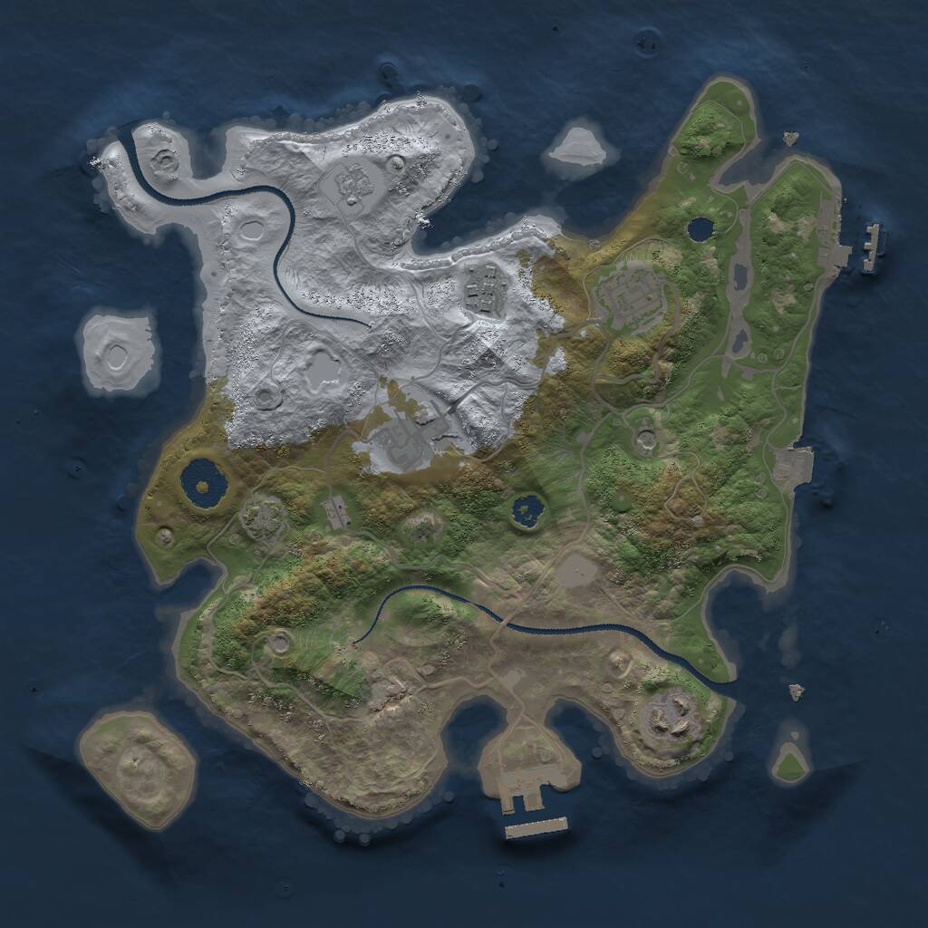 Rust Map: Procedural Map, Size: 3000, Seed: 1474229538, 10 Monuments