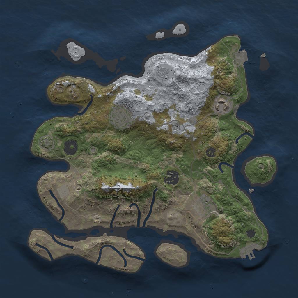 Rust Map: Procedural Map, Size: 3000, Seed: 793607459, 11 Monuments