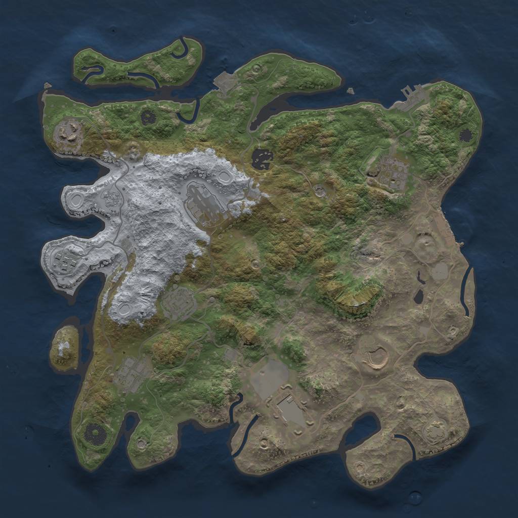 Rust Map: Procedural Map, Size: 3500, Seed: 825113586, 17 Monuments
