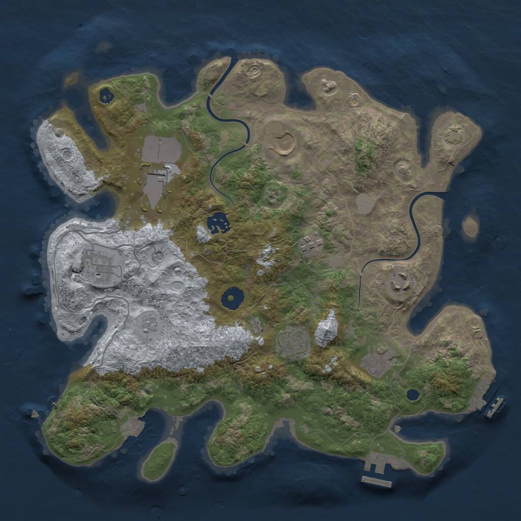 Rust Map: Procedural Map, Size: 3500, Seed: 773517618, 14 Monuments