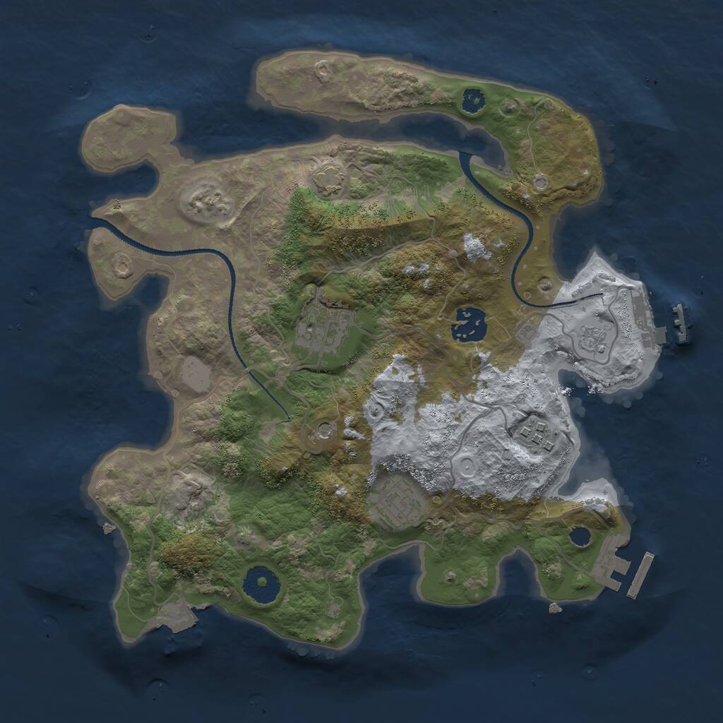 Rust Map: Procedural Map, Size: 3000, Seed: 1904418046, 10 Monuments