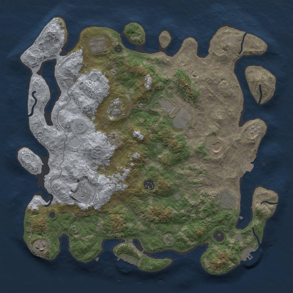 Rust Map: Procedural Map, Size: 4000, Seed: 1723935078, 17 Monuments