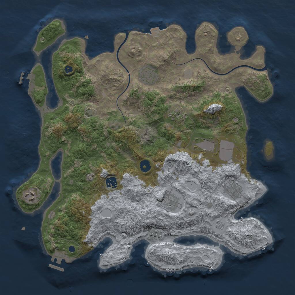 Rust Map: Procedural Map, Size: 3800, Seed: 223359, 14 Monuments