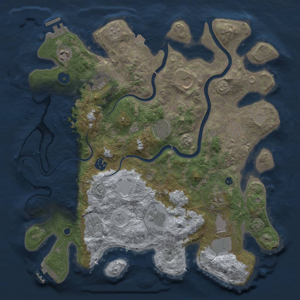 Rust Map: Procedural Map, Size: 3800, Seed: 8675309, 17 Monuments