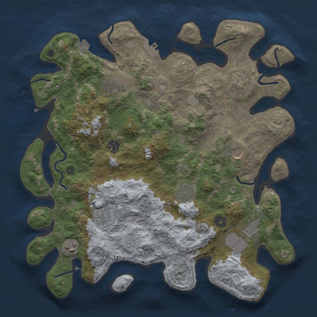 Rust Map: Procedural Map, Size: 3800, Seed: 8675309, 16 Monuments