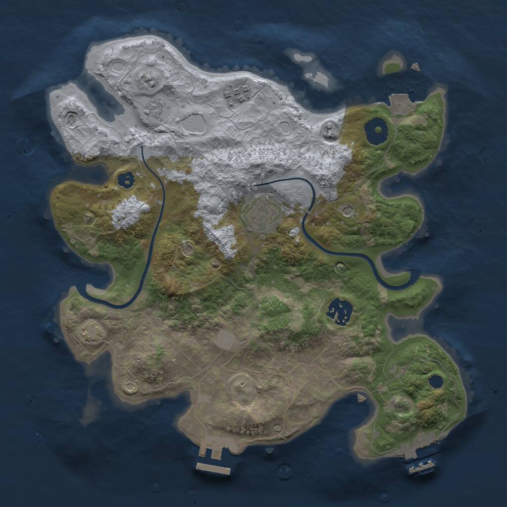 Rust Map: Procedural Map, Size: 3000, Seed: 1385064281, 9 Monuments