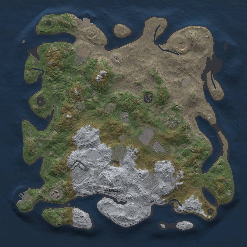 Rust Map: Procedural Map, Size: 4000, Seed: 236972354, 17 Monuments