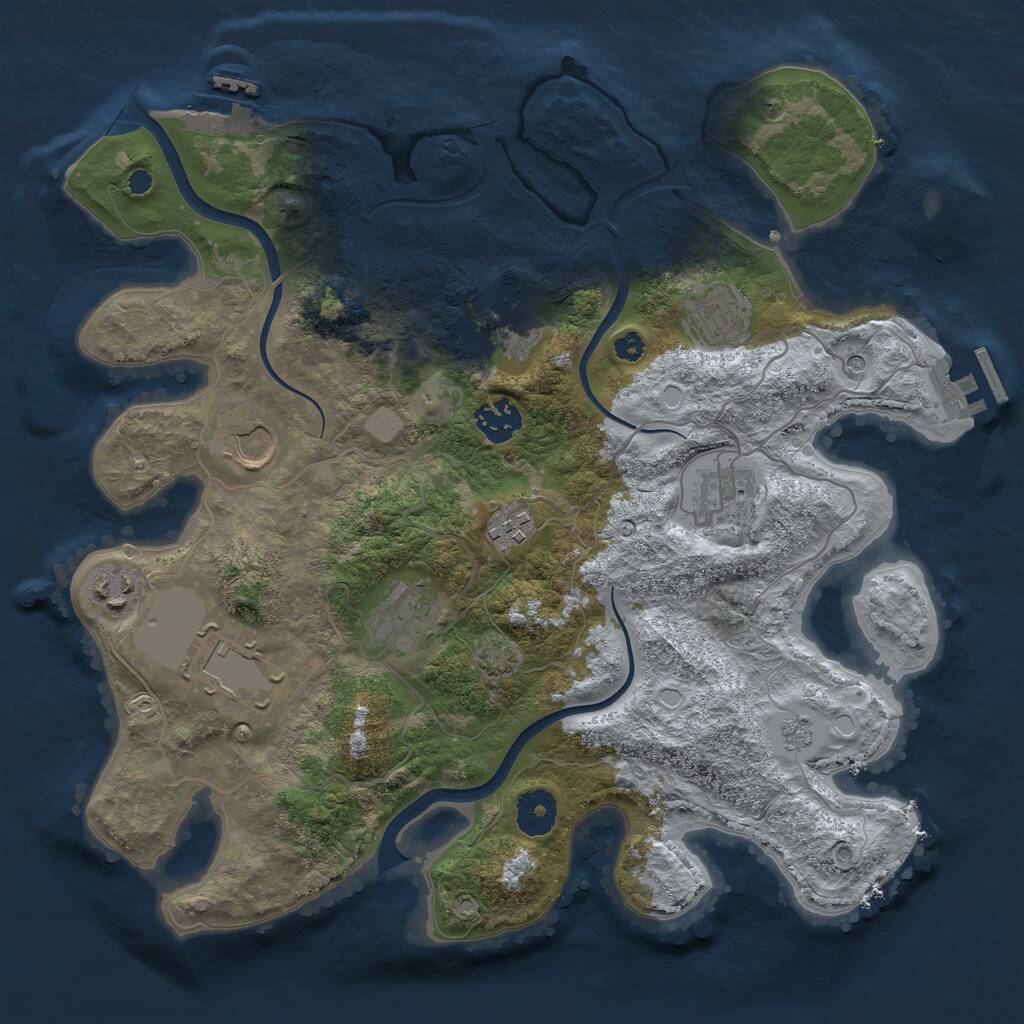 Rust Map: Procedural Map, Size: 3500, Seed: 1898876877, 15 Monuments