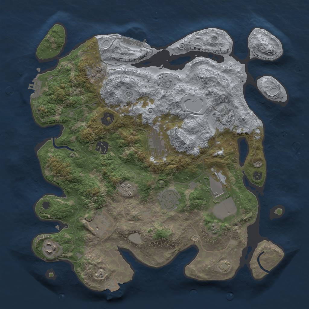 Rust Map: Procedural Map, Size: 3500, Seed: 98863096, 16 Monuments