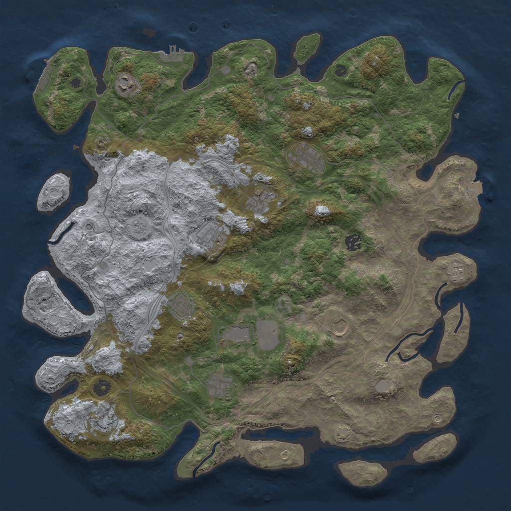 Rust Map: Procedural Map, Size: 4500, Seed: 1476265406, 19 Monuments