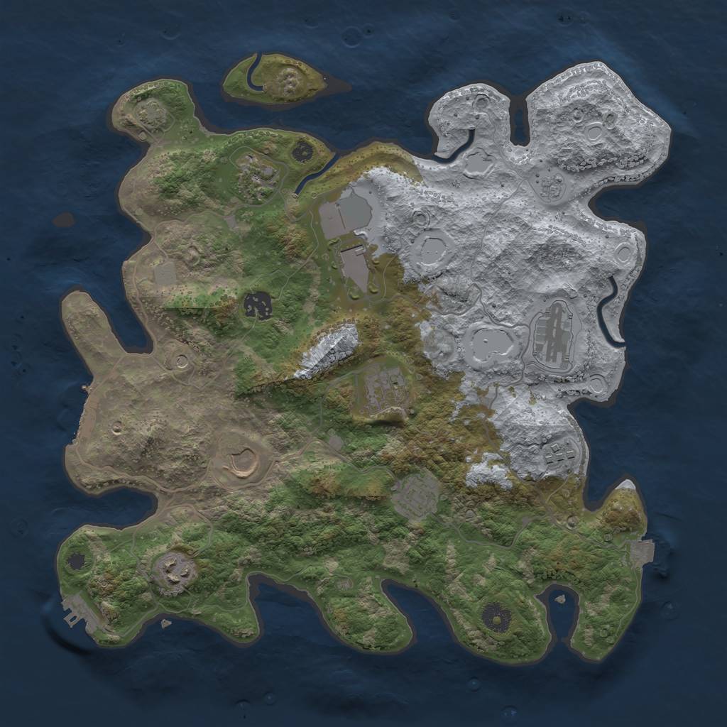 Rust Map: Procedural Map, Size: 3700, Seed: 1920556671, 17 Monuments