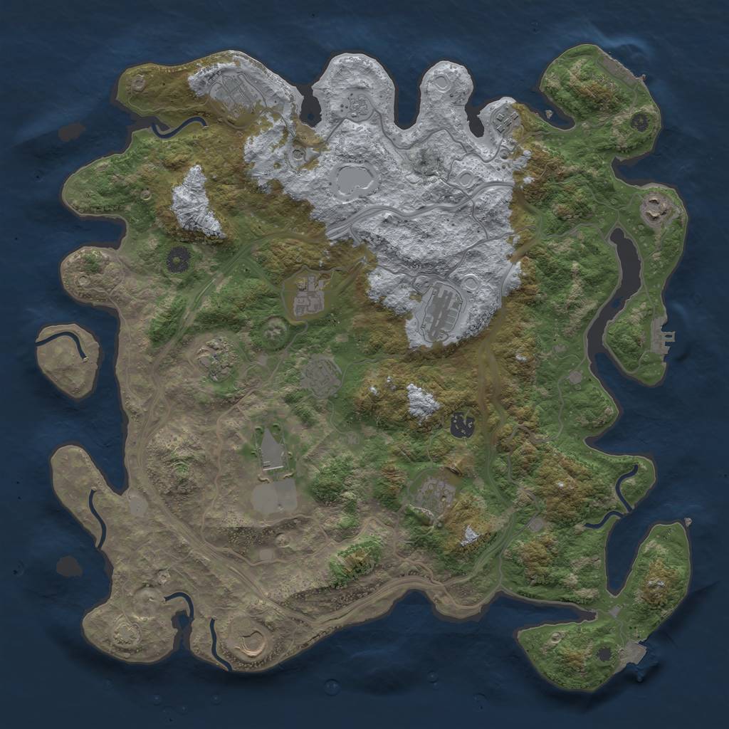 Rust Map: Procedural Map, Size: 4250, Seed: 2074700585, 19 Monuments