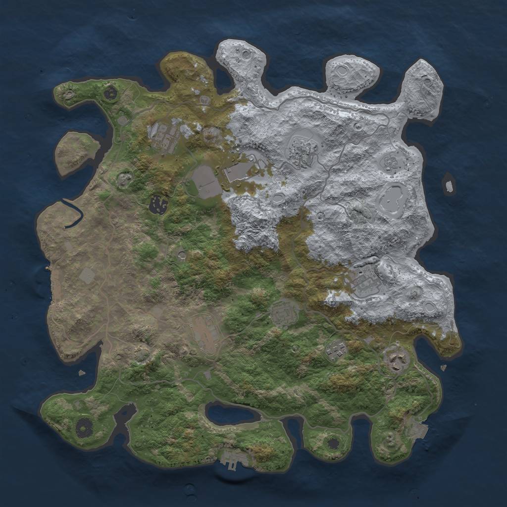 Rust Map: Procedural Map, Size: 4000, Seed: 861438378, 17 Monuments