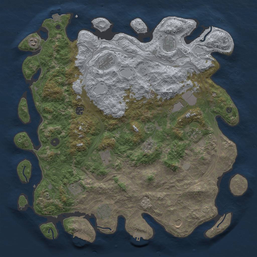 Rust Map: Procedural Map, Size: 4500, Seed: 853916950, 19 Monuments