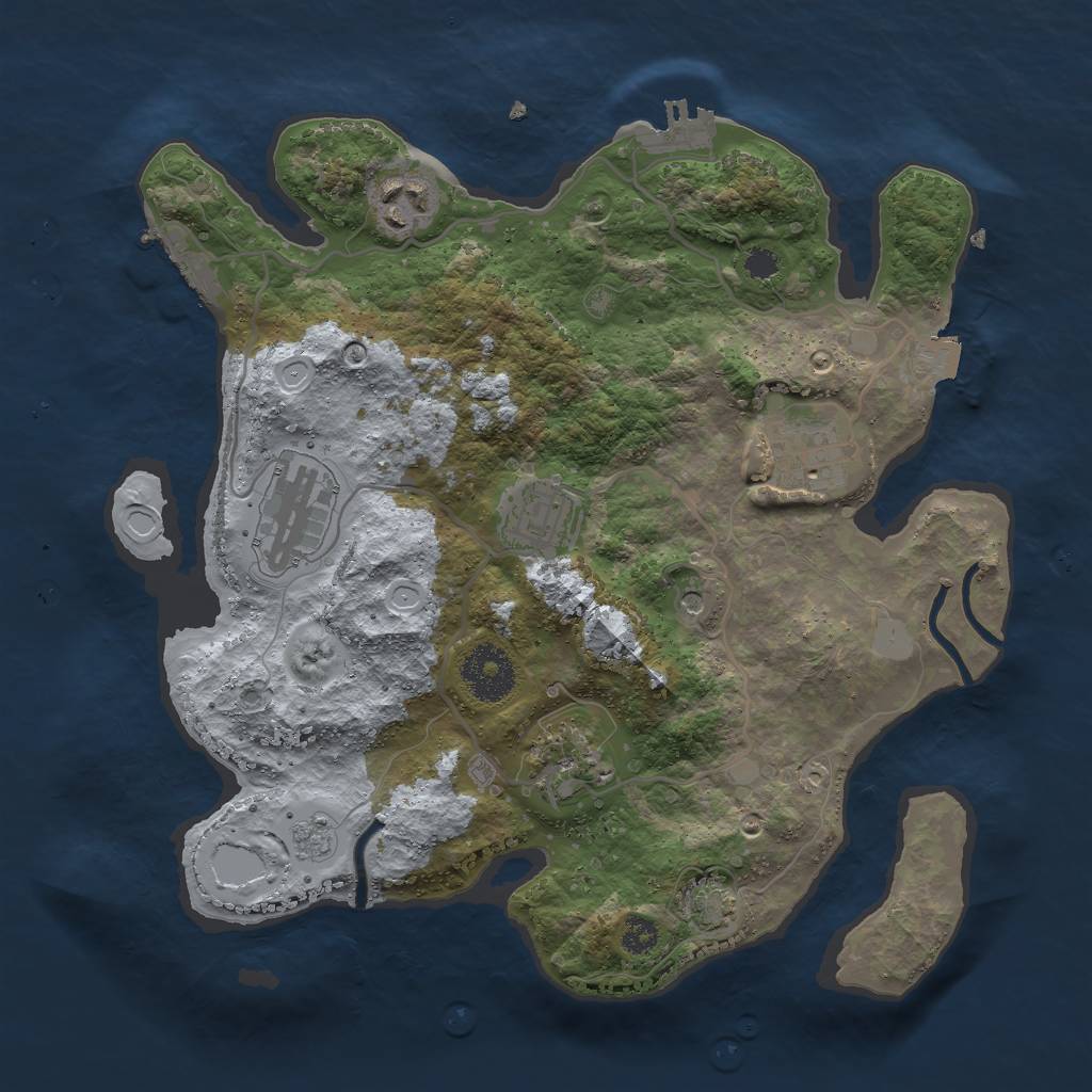 Rust Map: Procedural Map, Size: 3000, Seed: 28093, 13 Monuments