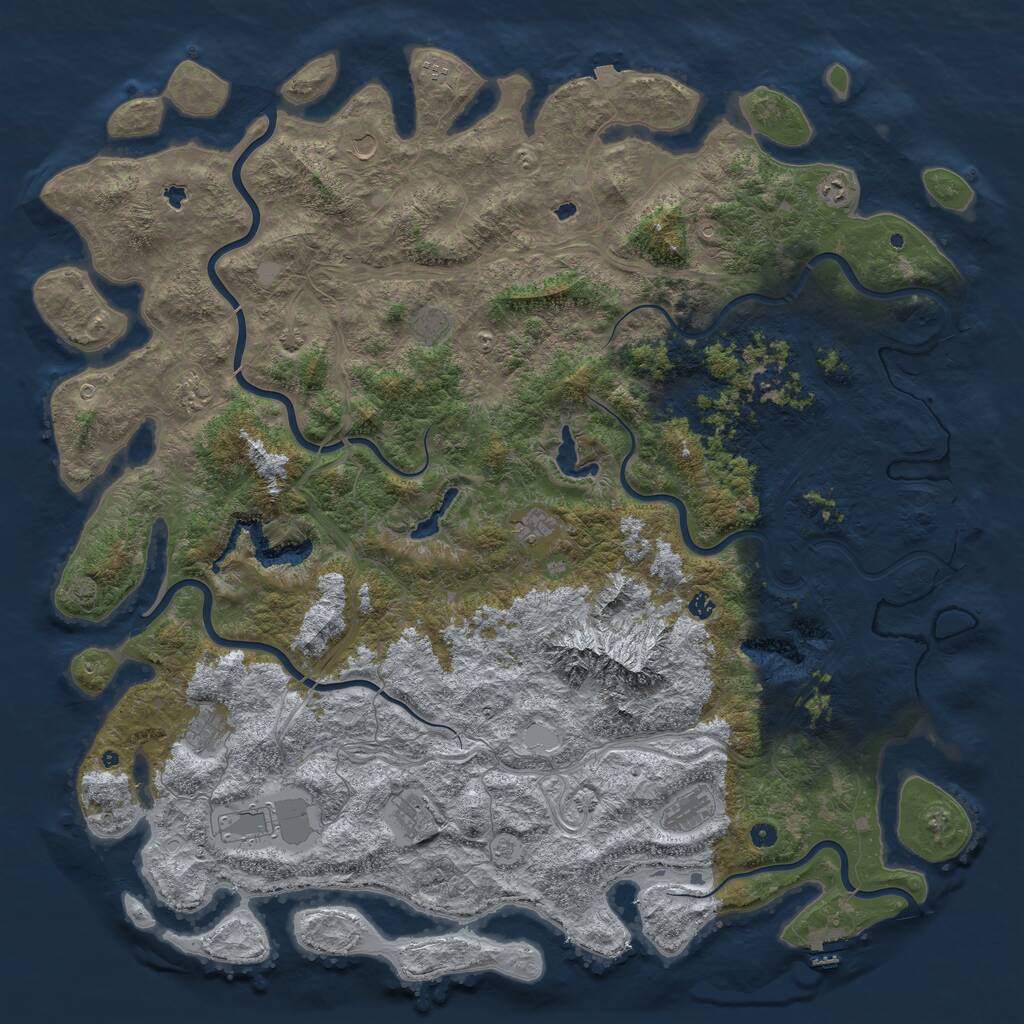 Rust Map: Procedural Map, Size: 6000, Seed: 358765676, 17 Monuments
