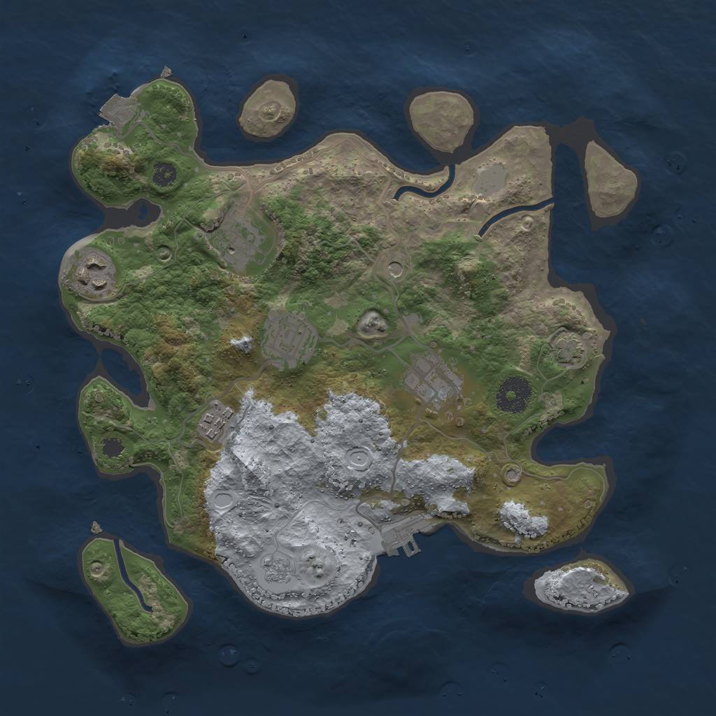 Rust Map: Procedural Map, Size: 3000, Seed: 17651809, 12 Monuments