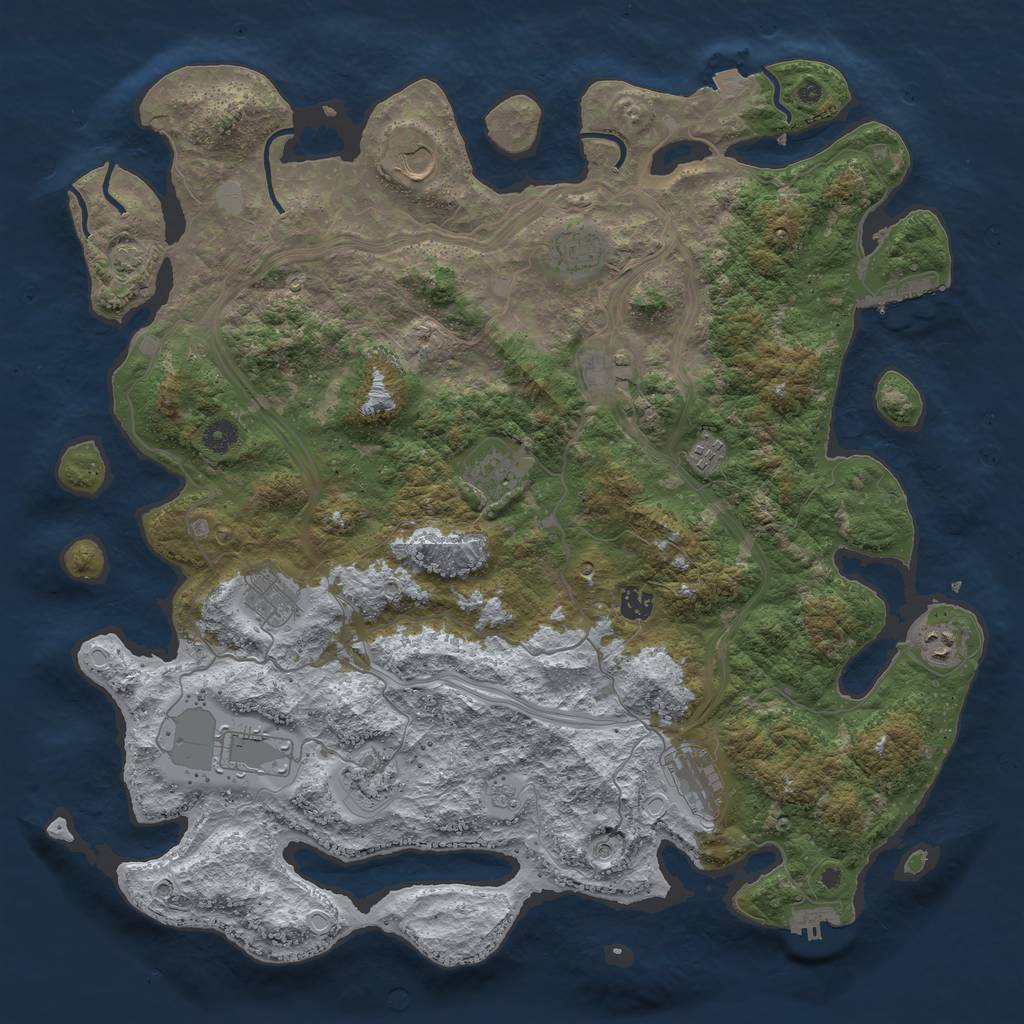 Rust Map: Procedural Map, Size: 4500, Seed: 1127872918, 19 Monuments
