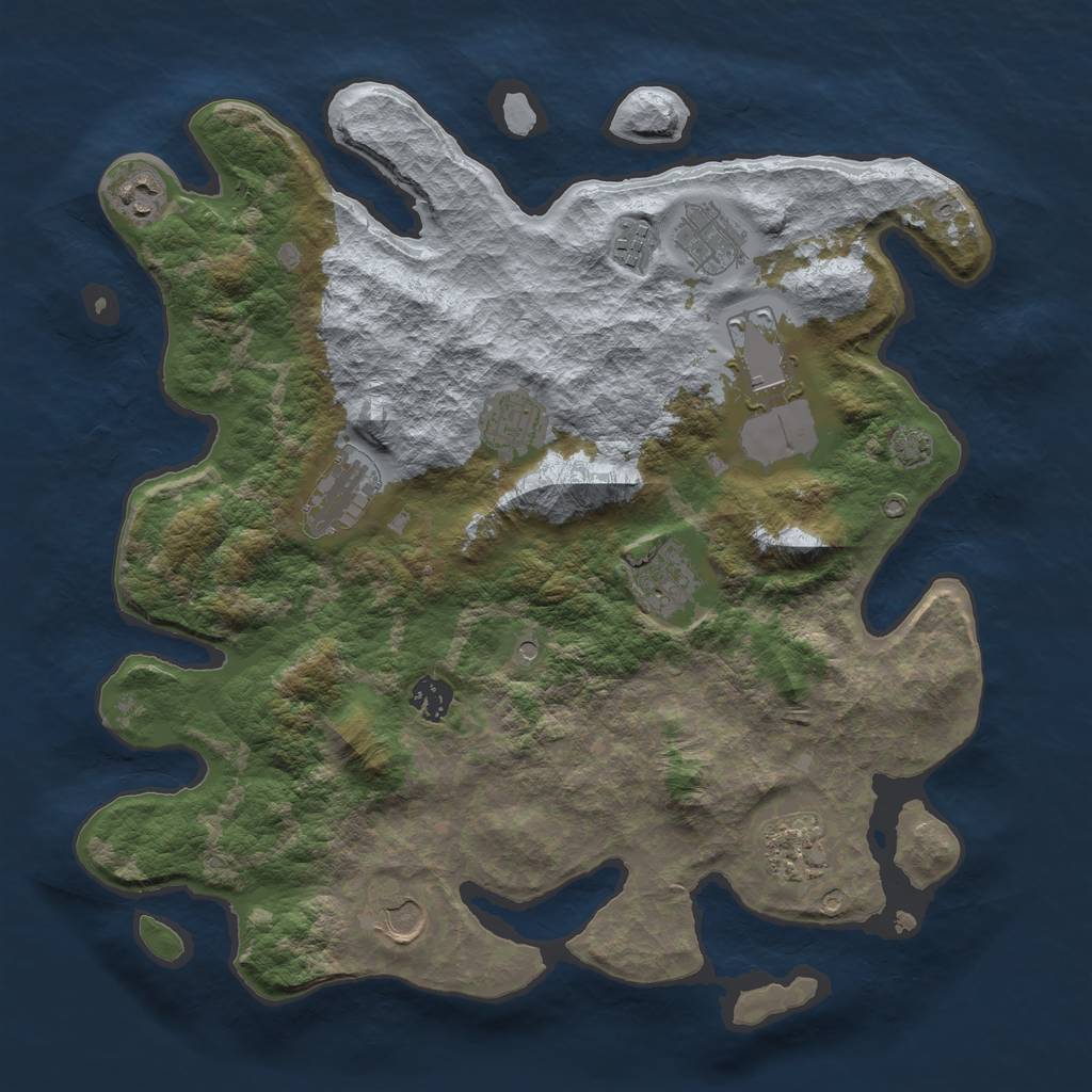 Rust Map: Barren, Size: 3800, Seed: 1476056046, 14 Monuments