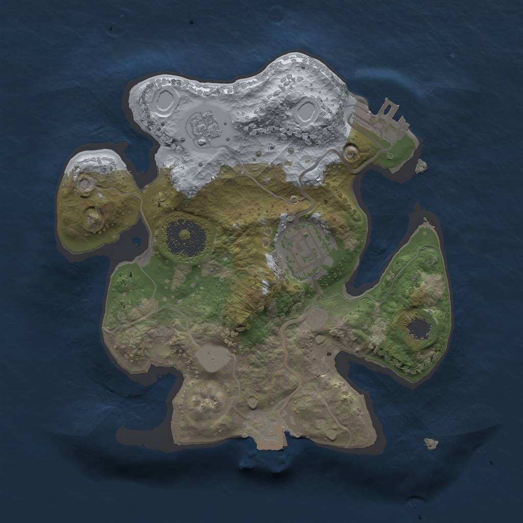 Rust Map: Procedural Map, Size: 2000, Seed: 1132747706, 6 Monuments