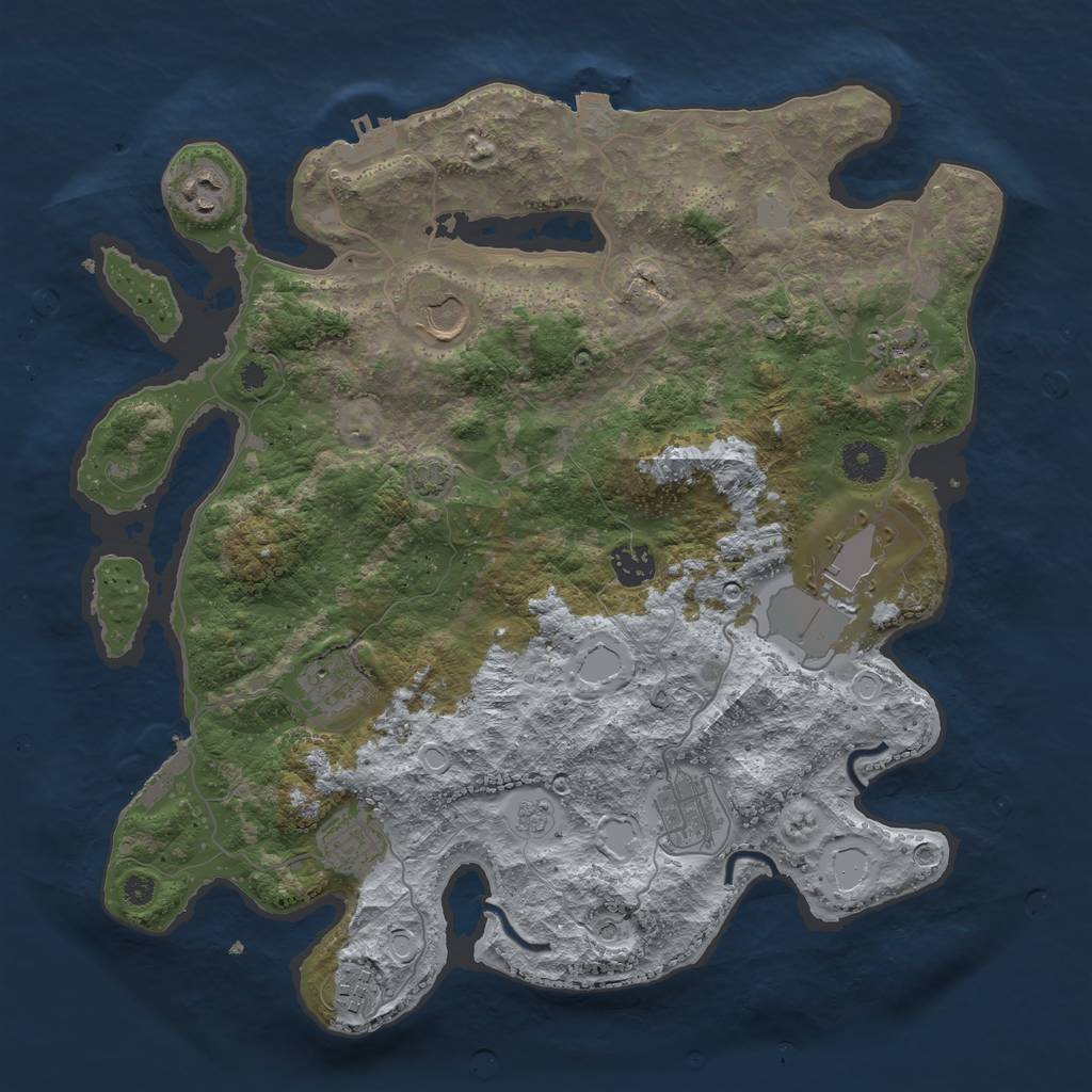 Rust Map: Procedural Map, Size: 3750, Seed: 585944, 17 Monuments