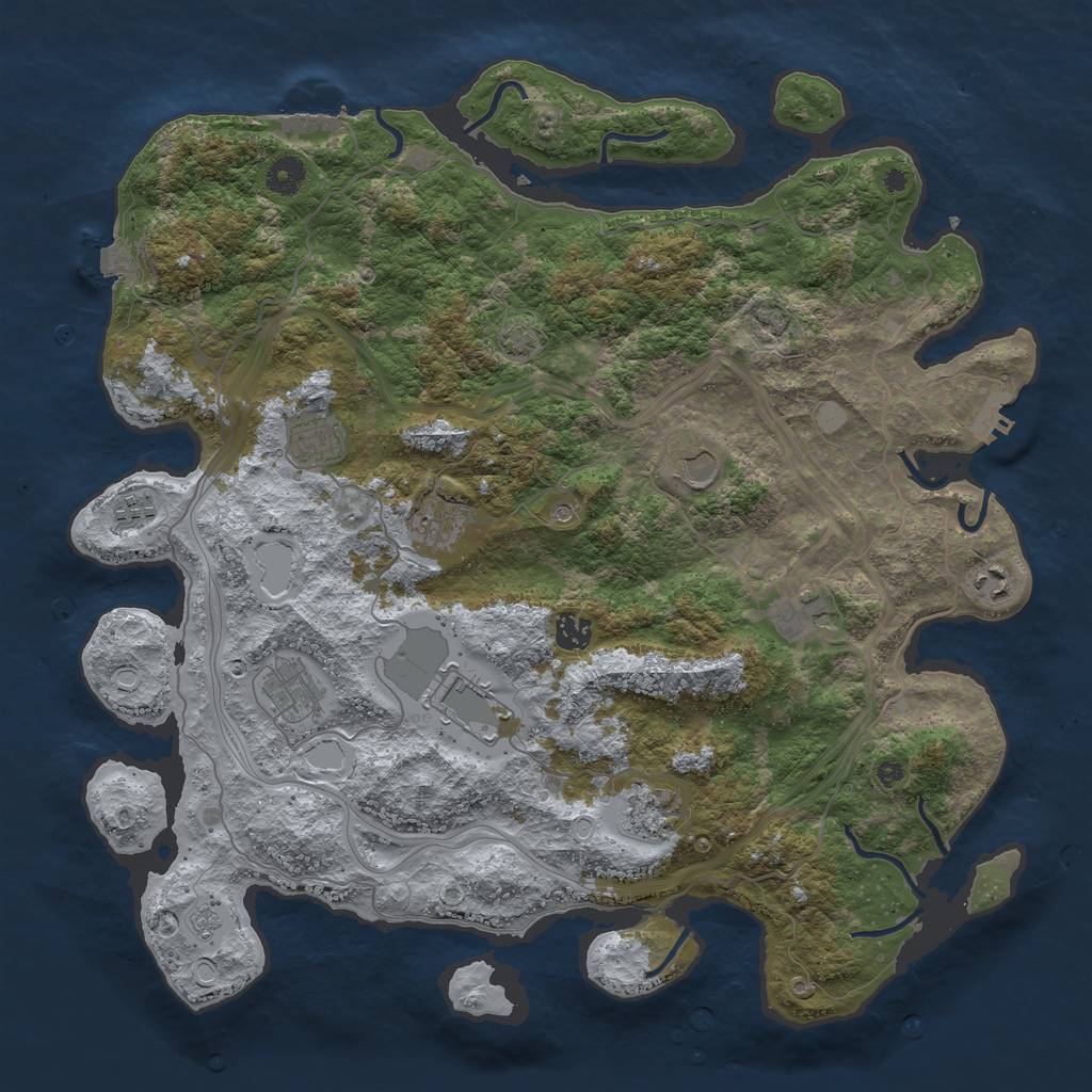 Rust Map: Procedural Map, Size: 4250, Seed: 408039589, 18 Monuments