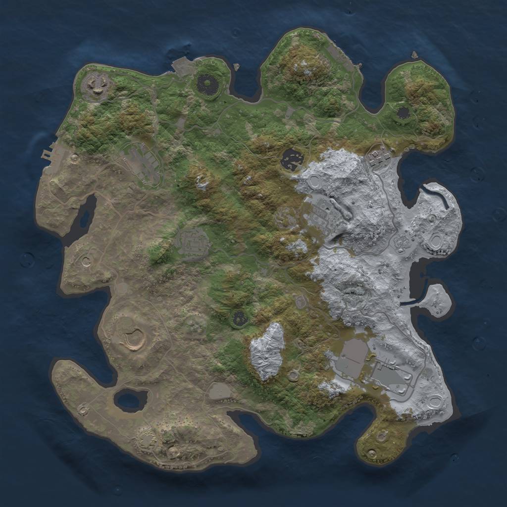 Rust Map: Procedural Map, Size: 3500, Seed: 1163809620, 16 Monuments